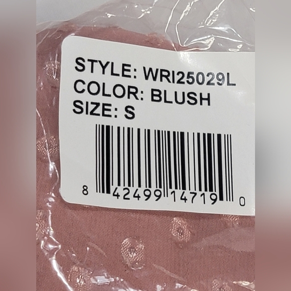 BAND OF GYPSIES Women's Size Small Blush Swiss Dot Bell Sleeve V-neck Blouse - Picture 8 of 12